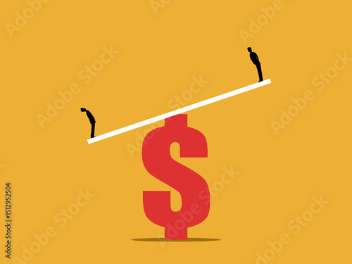 Two businessmen on unequal financial balance