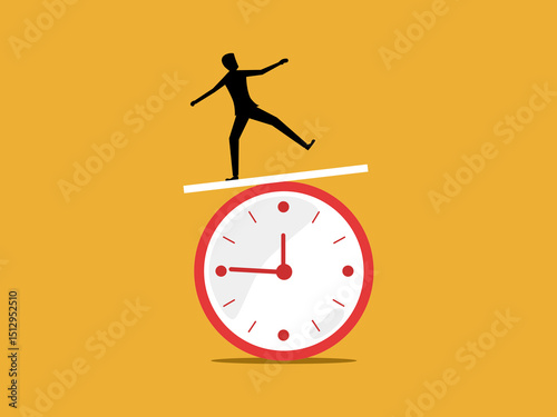 Businessman balancing life on time