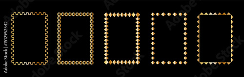Vintage frames isolated on black background. Decorative gold frame. Trendy decorative frames for wedding invitations, greeting cards, prints.