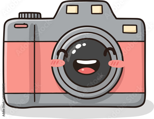 Simple Vector of Happy Camera with Blush Cheeks