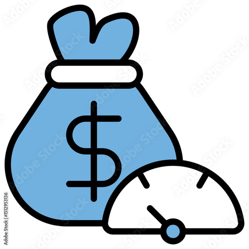 Minimum Wage Blue Black Icon