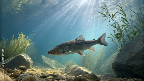 Blackside dace swimming in clear freshwater stream natural habitat