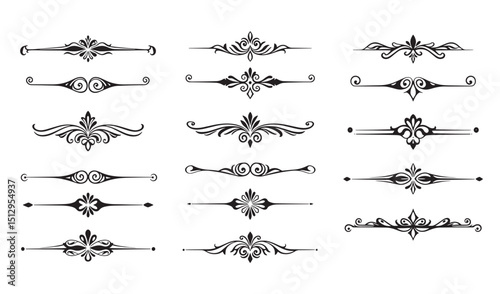 Elegant collection of vintage decorative dividers and flourishes in a classic silhouette design