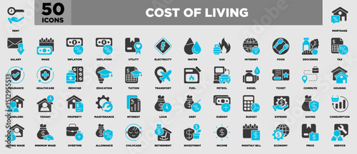 Cost Of Living Iconset Glyph Blue Grey