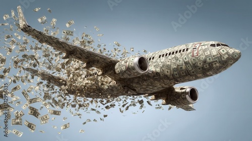 Financial burdens impacting air travel depicted by an aircraft.