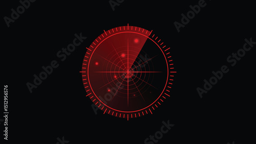 Red Radar Scanner Interface  Futuristic Military Detection HUD