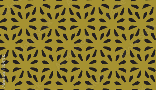 Seamless vintage floral vector pattern with golden stars, ideal for textile design or decorative paper
