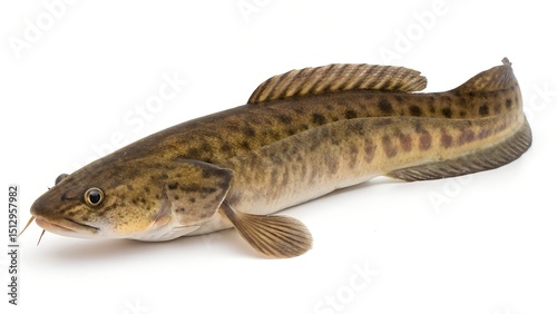 Burbot Underwater in Freshwater Lake with Natural Habitat Details