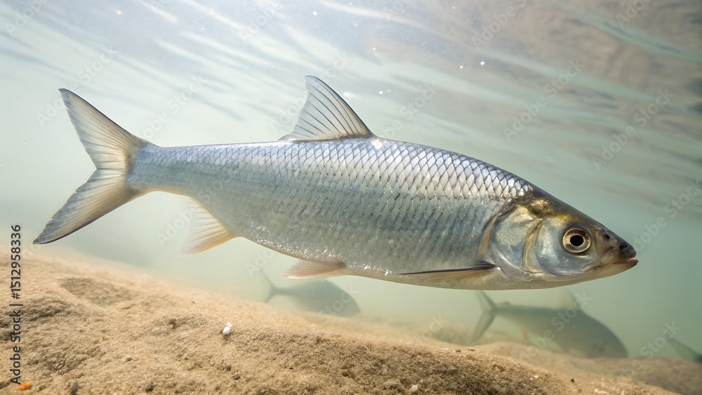 Fototapeta premium High-Resolution Realistic Lake Whitefish on White and Natural Background