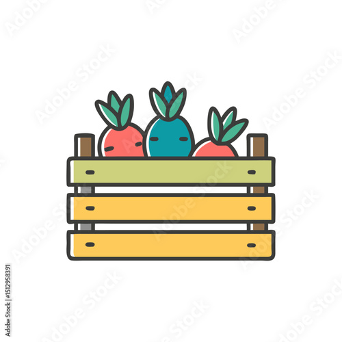 Colorful Vegetable Crate Icon