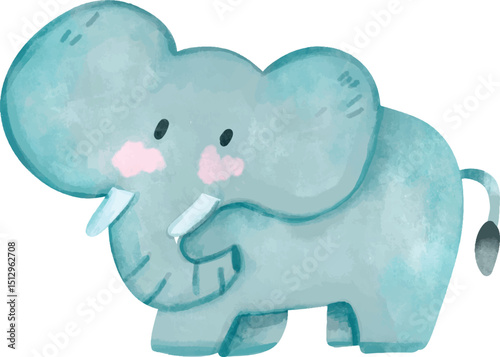 Watercolor elephant safari animals for invitation card, nursery poster ,tropical illustration for nursery wallpaper, set of cute animals in watercolor style. african wild animal isolated