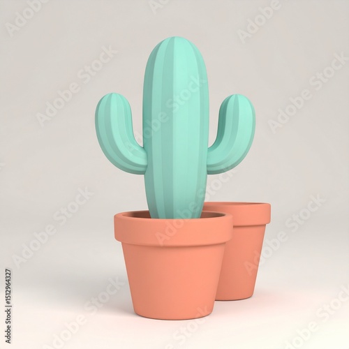pastel mint green cactus with clay pots