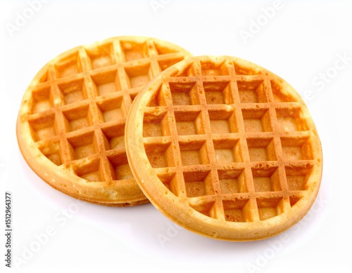 Round waffles isolated on white background