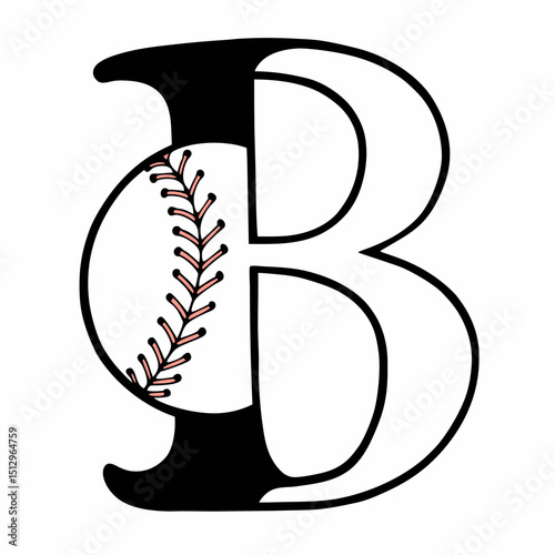 Baseball Letter B Monogram Design Perfect for Sports Teams and Fans