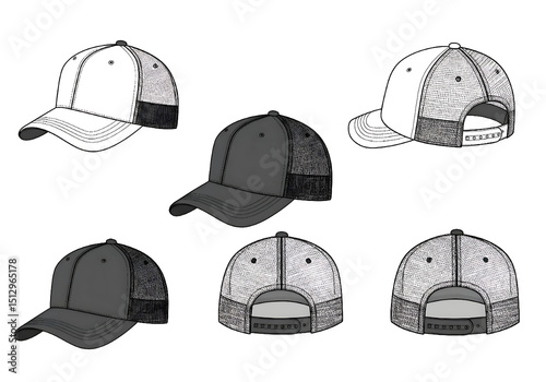 cap hat isolated on white