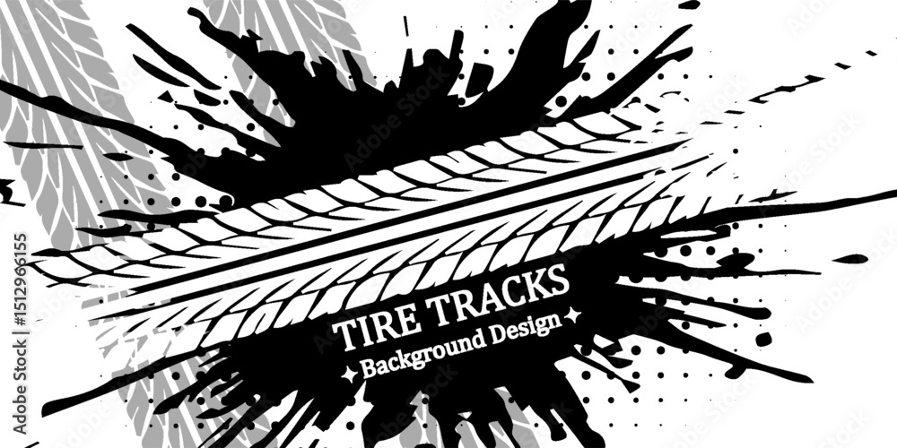 Obraz premium Tire track on brush painted background. vector illustration. eps 10