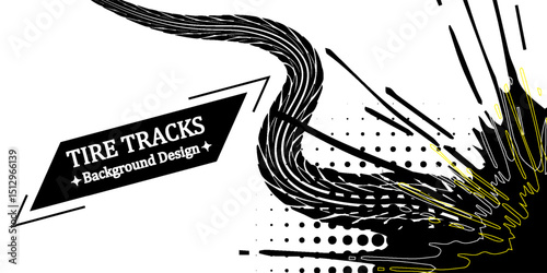 Tire track on brush painted background. vector illustration. eps 10