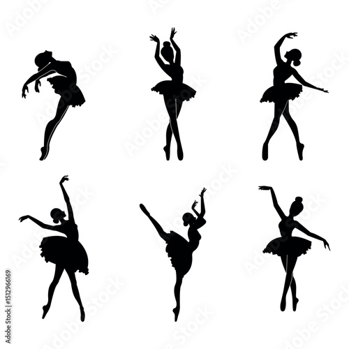  Ballet silhouettes. silhouettes of dancing people on white background