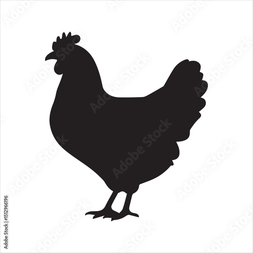 Chicken Silhouette Icon – Farm Bird Animal Vector Illustration