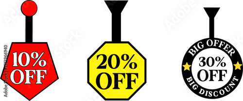 10% to 30% Off Discount Labels | Sale Stickers for Promotions & Deals