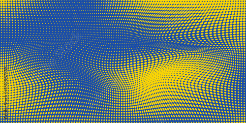 Abstract grunge halftone background with yellow and dark blue gradient dot pattern , style, abstract