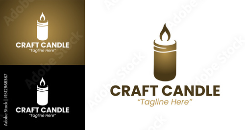Stylish Candle Logo Design in White and Brown for Artistic Branding