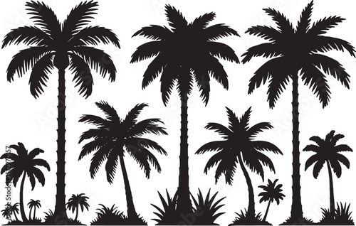 Tree Silhouette Vector Set for Nature DesignsForest and Tree Shape Collection in Black Vector

