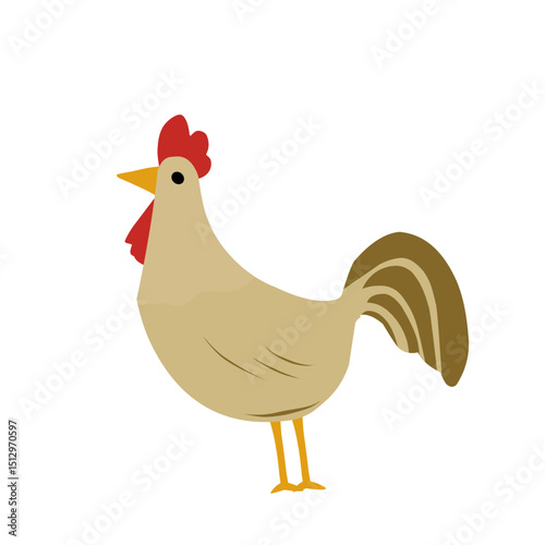 Colorful vector illustration of a chicken with simple and playful design. Great for educational content, animal collections, prints, or agriculture themes