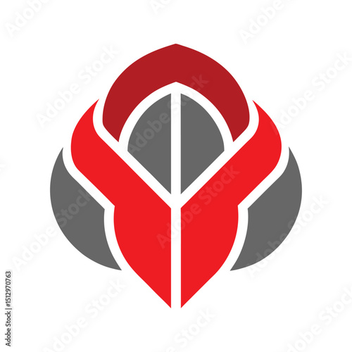 Abstract Floral Logo in Red and Gray