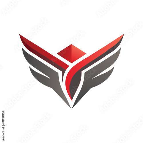 Elegant Winged Emblem in Red and Black