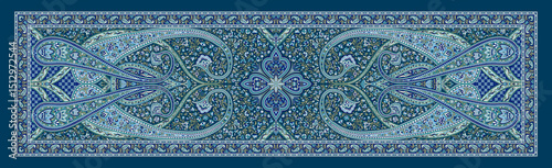 Elegant Kalamkari Inspired Digital Shawl Print – Vibrant Indian Textile Art