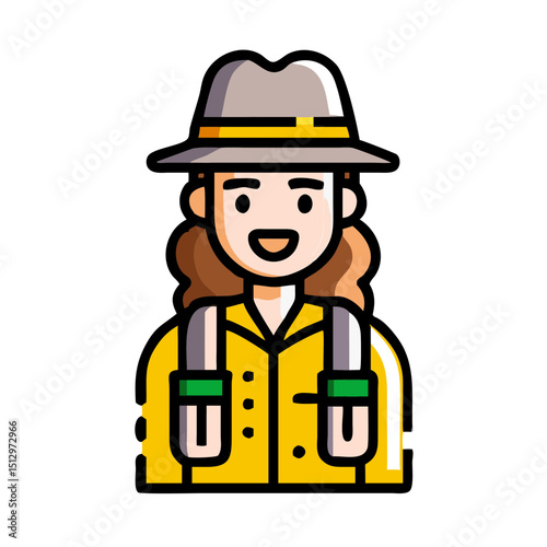 Female Engineer Construction Worker Icon - Flat Vector
