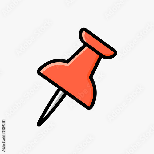 Red Push Pin Icon - Thumbtack Marker Flat Vector
