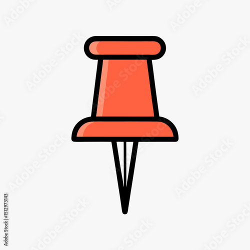 Red Push Pin Icon - Thumbtack Marker Flat Vector