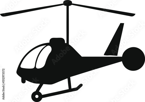 Black military helicopter silhouette vector illustration of aircraft flying in isolated white sky