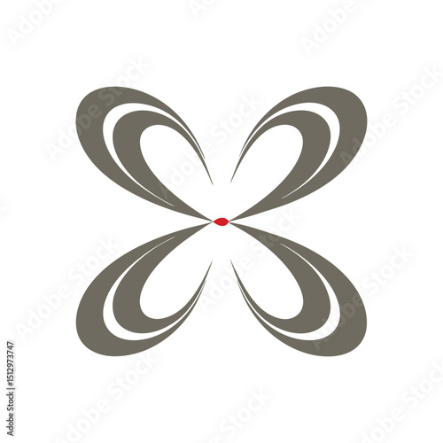 Abstract Floral Emblem with Curved Petals