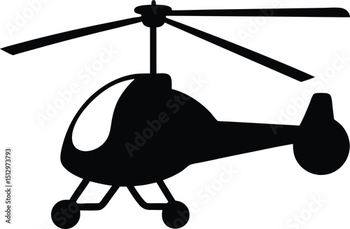 Black military helicopter silhouette vector illustration of aircraft flying in isolated white sky