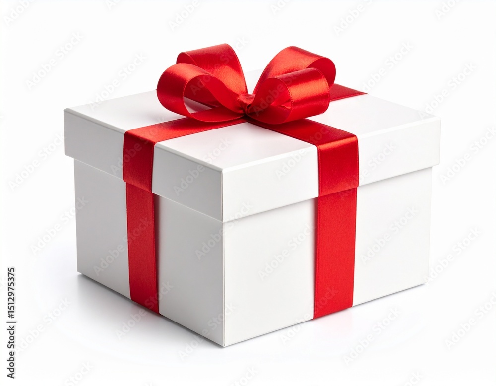 Obraz premium Gift box with red bow isolated white background 