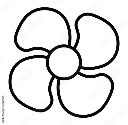 Fan propeller flat, outline icons set. Fan speed icon. Fan editable stroke outline icon isolated on white background 