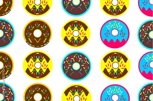 The pattern of donuts. Perfect for background, fabric, backdrop, textile, wallpaper and other commercial needs.