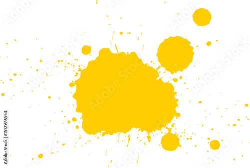yellow watercolor brush painting drop splatter splash on white background artistic
