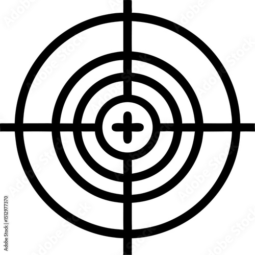 Target icon with the shadow isolated on a white background, vector illustration for web design. Gun target icon simple trendy flat style line and solid Isolated vector illustration