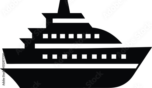 Dessin animé icône vecteur bateau sur mer pour croisière voyage illustration nautique vague conception