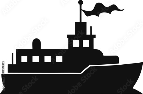 Urban architectural silhouettes of industrial cargo ships on the ocean voyage, with nautical city illustrations and water-bound vessel transport
