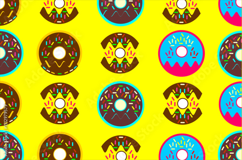 The pattern of donuts. Perfect for background, fabric, backdrop, textile, wallpaper and other commercial needs. Isolated concept/