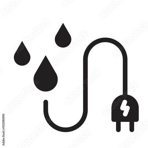 Electric cable with water drops, symbolizing eco-friendly hydro energy.