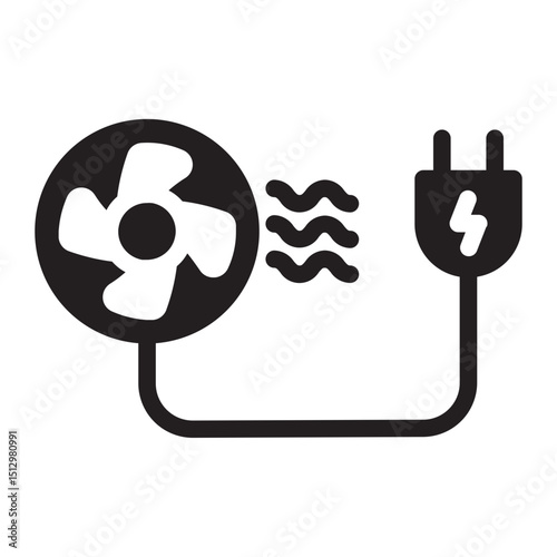 Cable with cooling fan, symbol of energy-efficient air systems or wind energy.