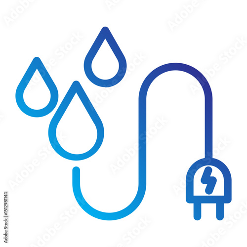 Electric cable with water drops, symbolizing eco-friendly hydro energy.