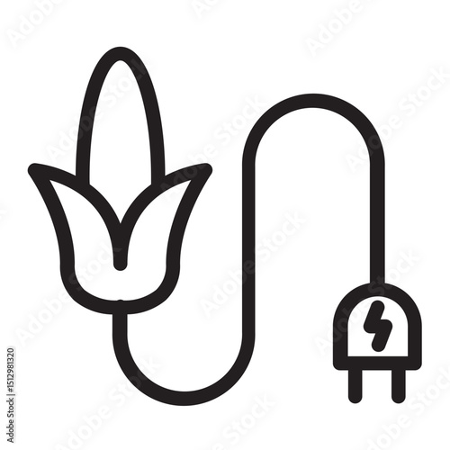Plant sprouting an electric cable, symbolizing bio-based power generation.