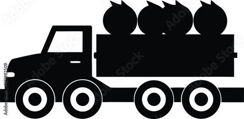 Colorful toy tractor with cargo for distribution and transport service